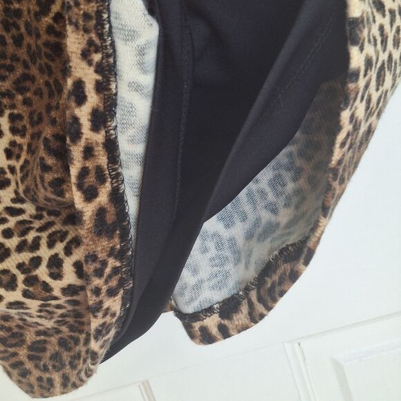 Cache Leopard Print Bodycon Dress Made in USA Large Lined Stretchy Long Sleeves - Picture 9 of 16